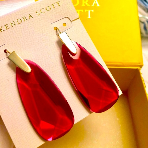 NWT Kendra Scott RARE & Retired Maize Earrings Clear Berry & Yellow Gold GORG! - Picture 7 of 9
